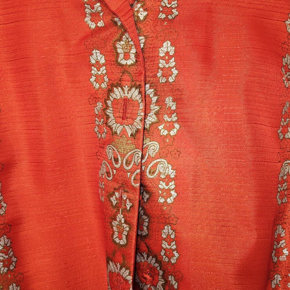 Alfred Shaheen red/silver glamorous vintage 1970s Hawai'ian cocktail dress Elvis - Picture 8 of 11